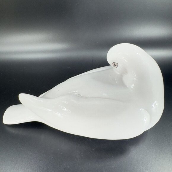 Italian Art Pottery Ruffled Fluffy Dove Large Hand Painted Pigeon Bird Marked - Picture 13 of 16